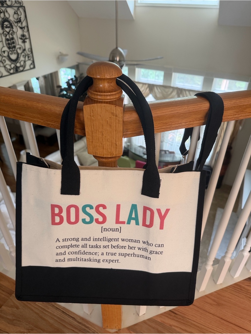 BOSS LADY Canvas Large Tote Bag Office Wear Workwear Career Business Casual - Picture 11 of 16